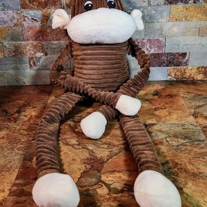 Happy Paws • Crinkle Monkey • Dog Plush Toy • Sqeeks When Squeezed • 18" long